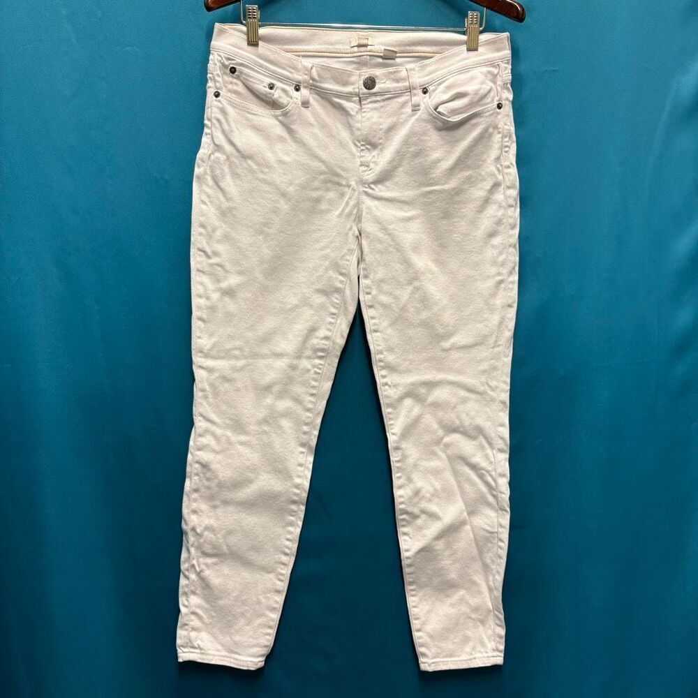 J.Crew 30 White Denim Stretch Skinny Jeans Preppy Boardwalk Coastal Old Money
